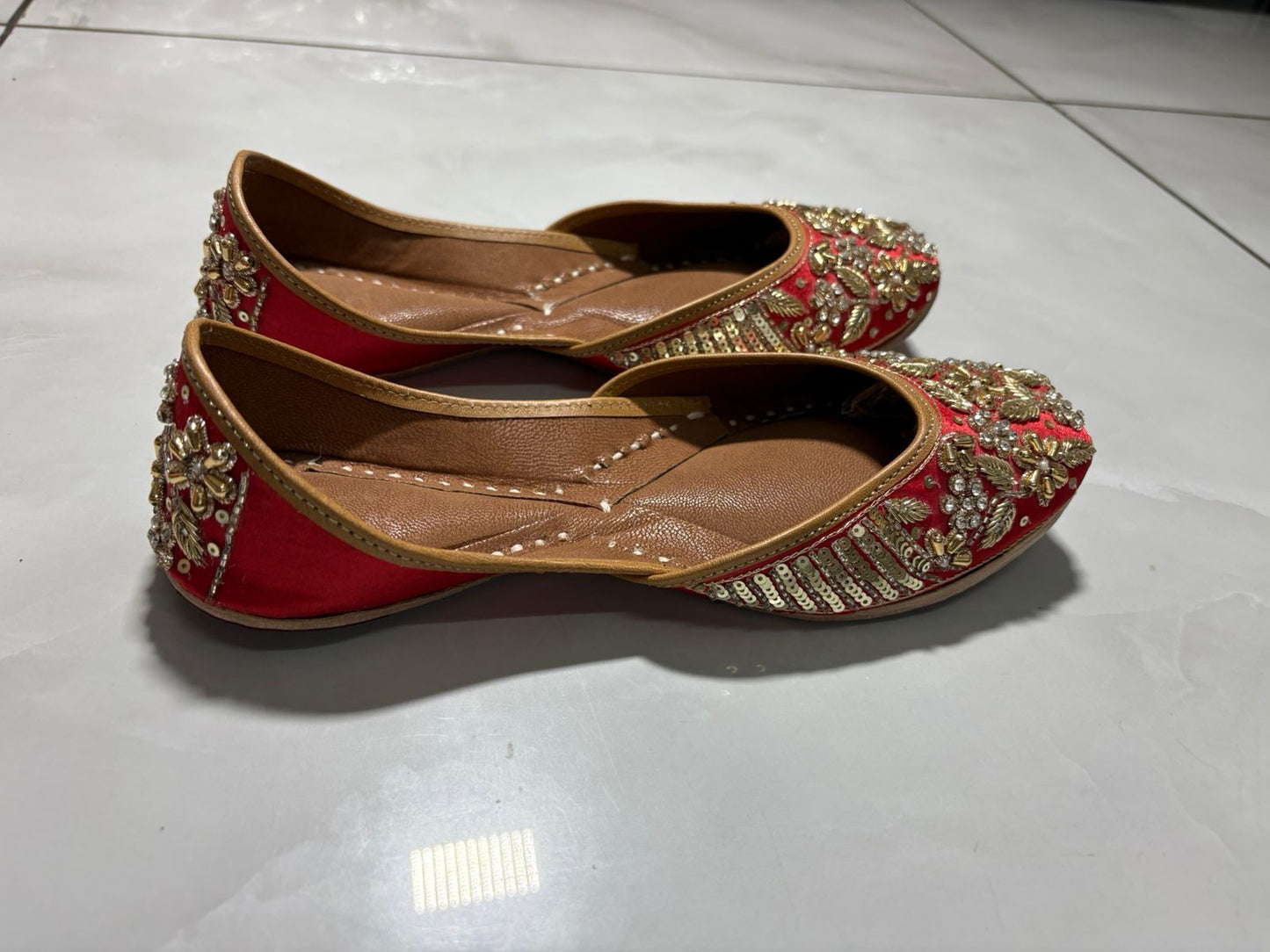 Red Bridal Embroidered Punjabi Juttis