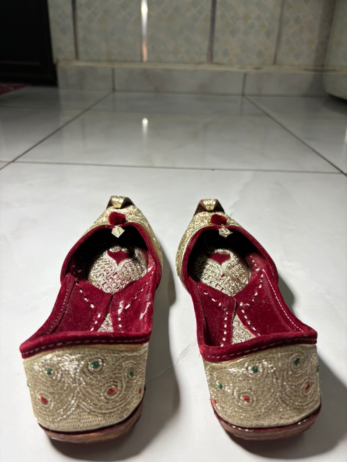 Regal Maroon & Gold Embroidered Mojaris for Men