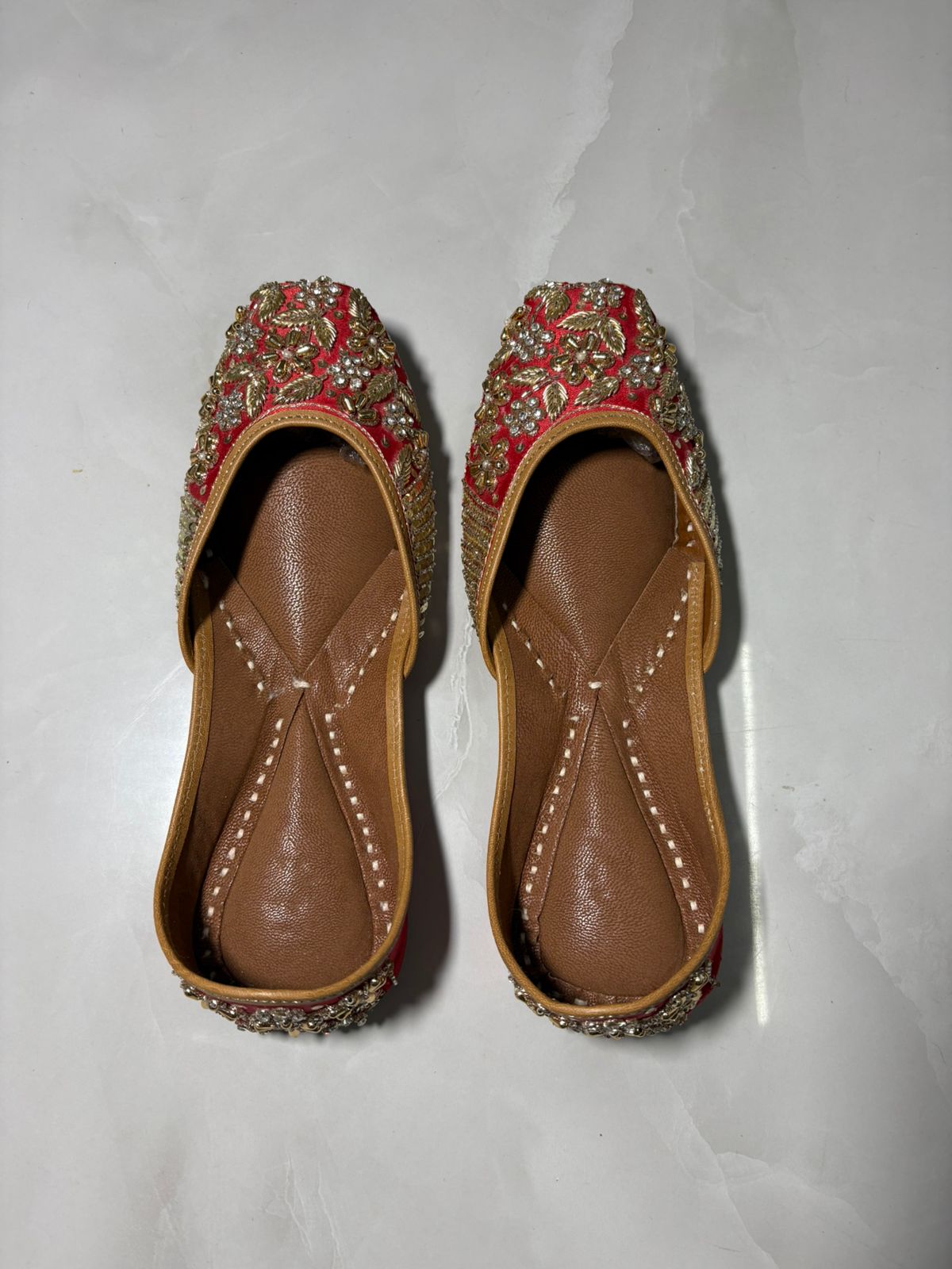Red Bridal Embroidered Punjabi Juttis