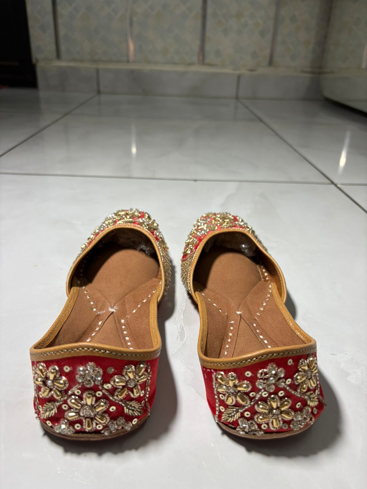 Red Bridal Embroidered Punjabi Juttis